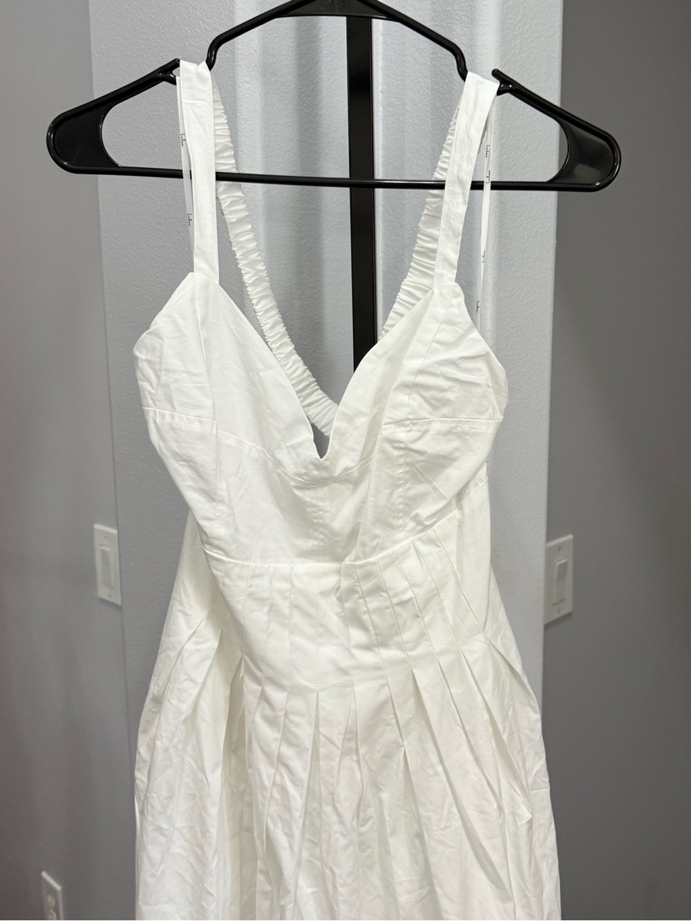 LULU's Casual White Summer Bridal Honeymoon Vacation Midi Dress Pockets NWT L - Picture 3 of 8